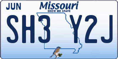MO license plate SH3Y2J