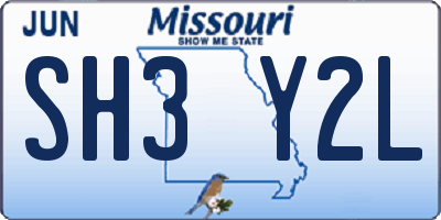 MO license plate SH3Y2L