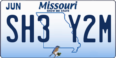 MO license plate SH3Y2M