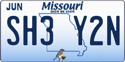 MO license plate SH3Y2N