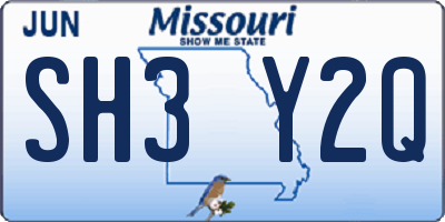 MO license plate SH3Y2Q