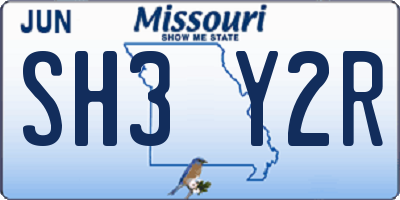 MO license plate SH3Y2R