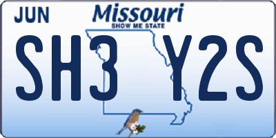 MO license plate SH3Y2S