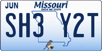 MO license plate SH3Y2T