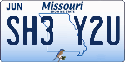MO license plate SH3Y2U
