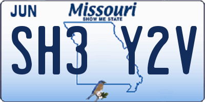 MO license plate SH3Y2V