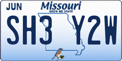 MO license plate SH3Y2W