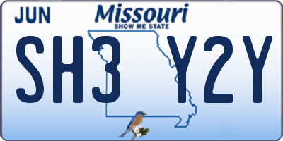 MO license plate SH3Y2Y
