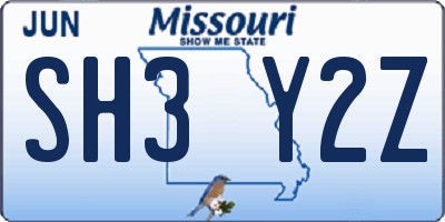 MO license plate SH3Y2Z