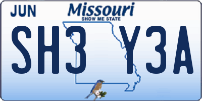 MO license plate SH3Y3A