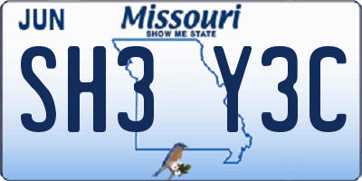 MO license plate SH3Y3C