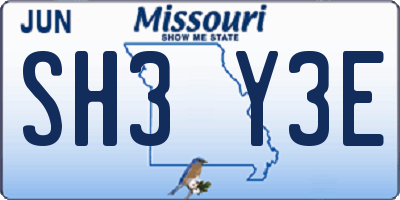 MO license plate SH3Y3E