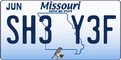 MO license plate SH3Y3F