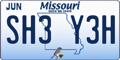 MO license plate SH3Y3H