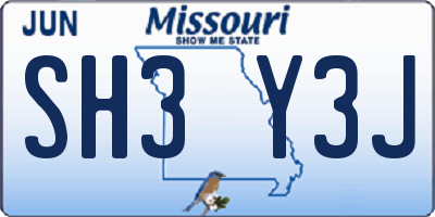 MO license plate SH3Y3J