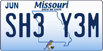 MO license plate SH3Y3M