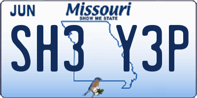 MO license plate SH3Y3P