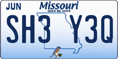 MO license plate SH3Y3Q