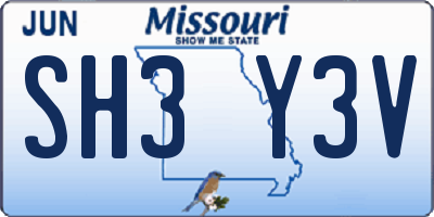 MO license plate SH3Y3V
