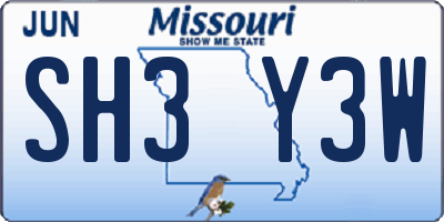 MO license plate SH3Y3W