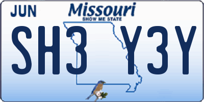 MO license plate SH3Y3Y
