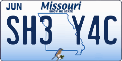 MO license plate SH3Y4C