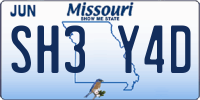 MO license plate SH3Y4D