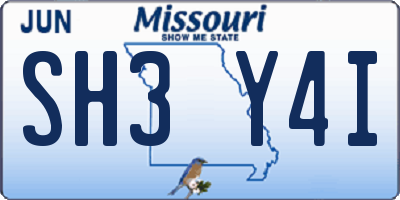 MO license plate SH3Y4I