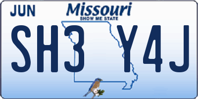 MO license plate SH3Y4J
