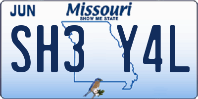 MO license plate SH3Y4L