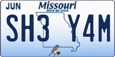 MO license plate SH3Y4M