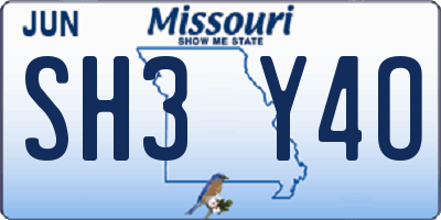 MO license plate SH3Y4O