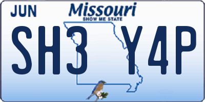 MO license plate SH3Y4P