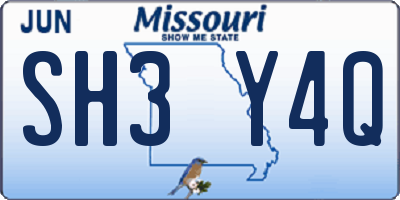 MO license plate SH3Y4Q