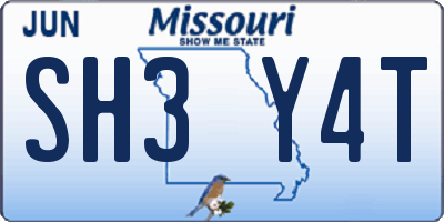 MO license plate SH3Y4T