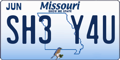 MO license plate SH3Y4U