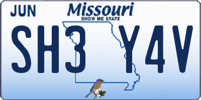 MO license plate SH3Y4V