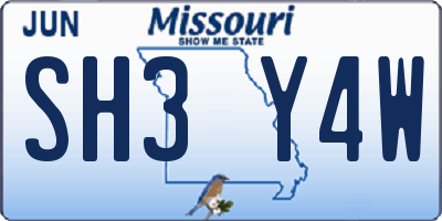 MO license plate SH3Y4W