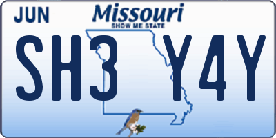 MO license plate SH3Y4Y