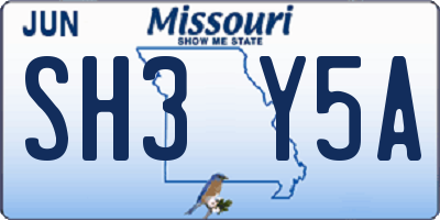 MO license plate SH3Y5A