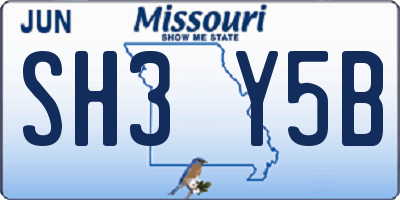 MO license plate SH3Y5B