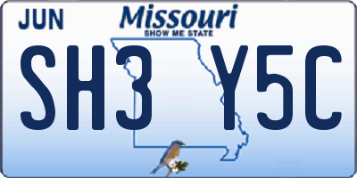 MO license plate SH3Y5C