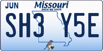 MO license plate SH3Y5E