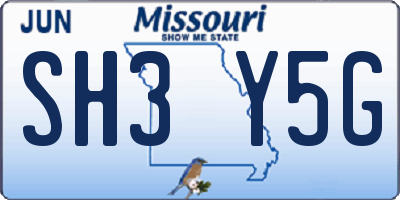 MO license plate SH3Y5G