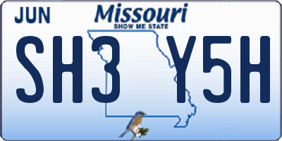 MO license plate SH3Y5H