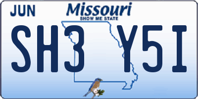 MO license plate SH3Y5I