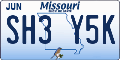 MO license plate SH3Y5K