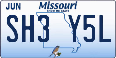 MO license plate SH3Y5L