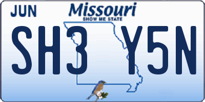 MO license plate SH3Y5N
