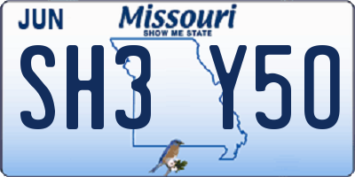 MO license plate SH3Y5O